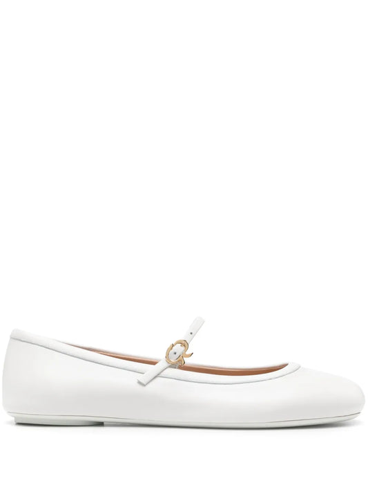 Gianvito Rossi round-toe leather ballerina shoes