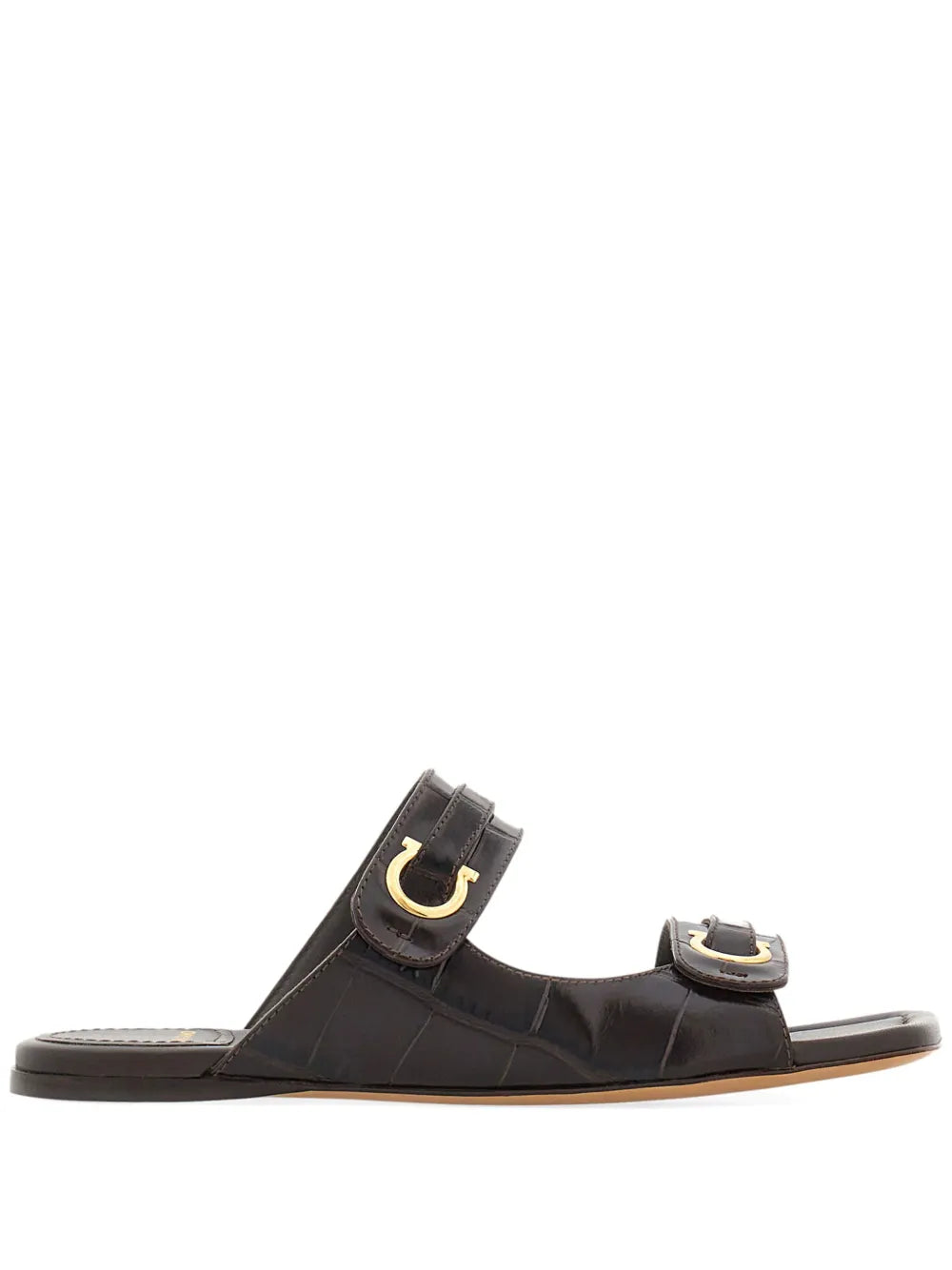 Ferragamo Gancini-plaque leather slides