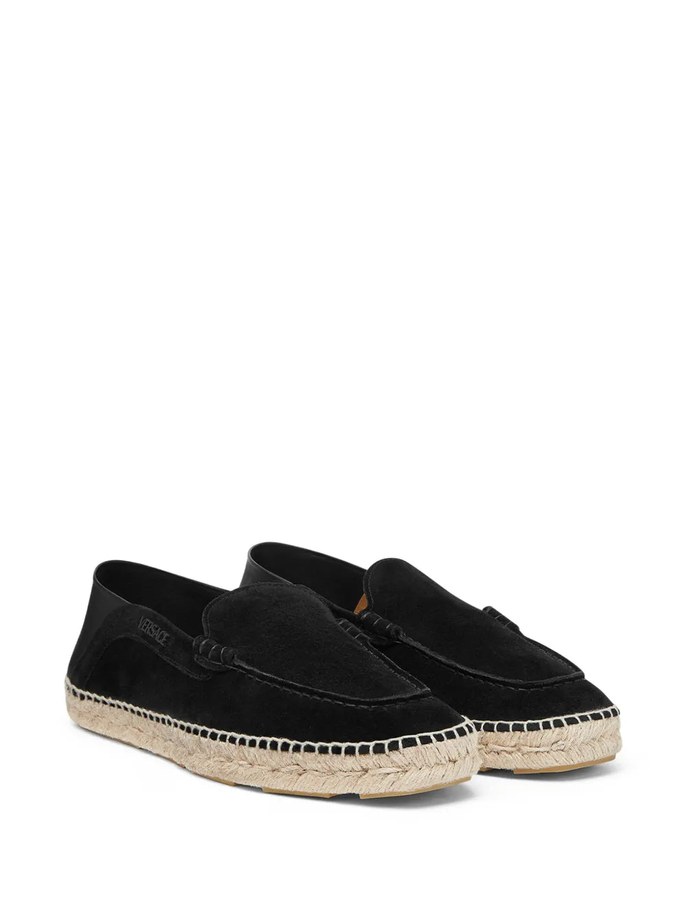 Versace logo-print suede espadrilles
