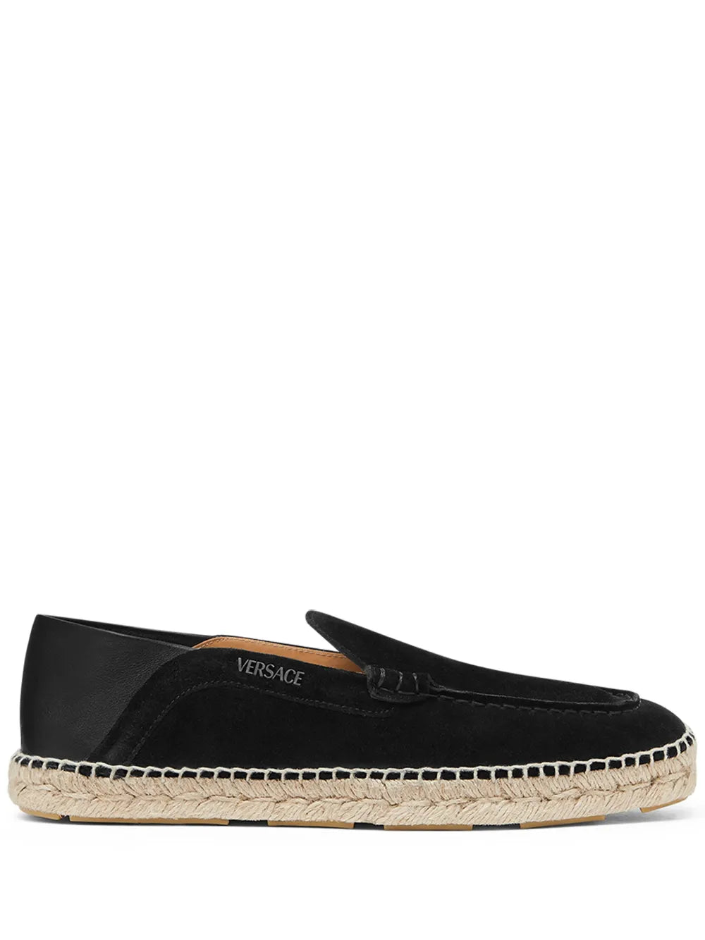 Versace logo-print suede espadrilles