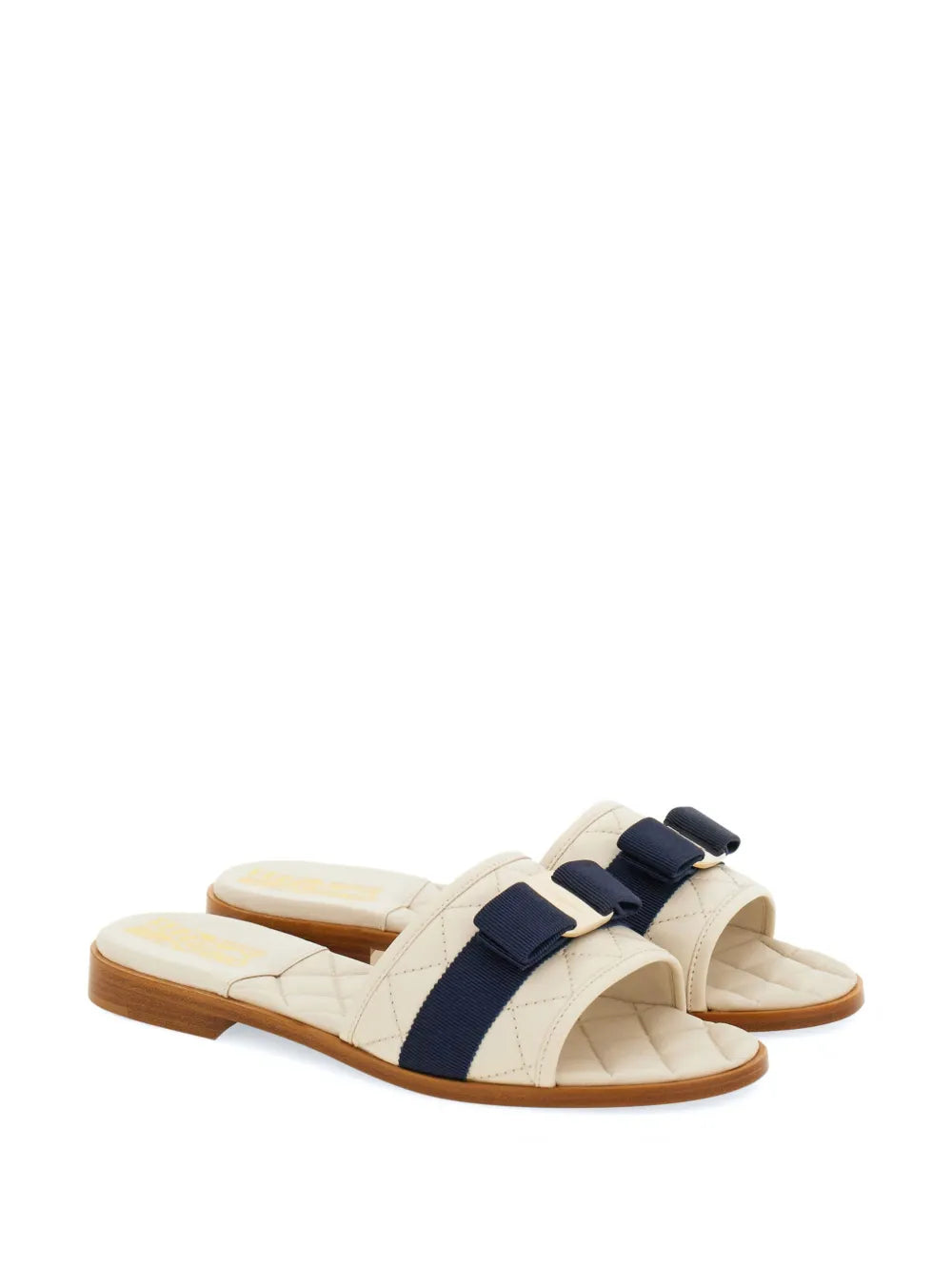 Ferragamo Vara Bow-appliqué quilted slides
