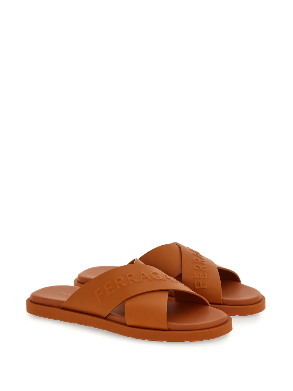 Ferragamo leather sandal with crossover straps