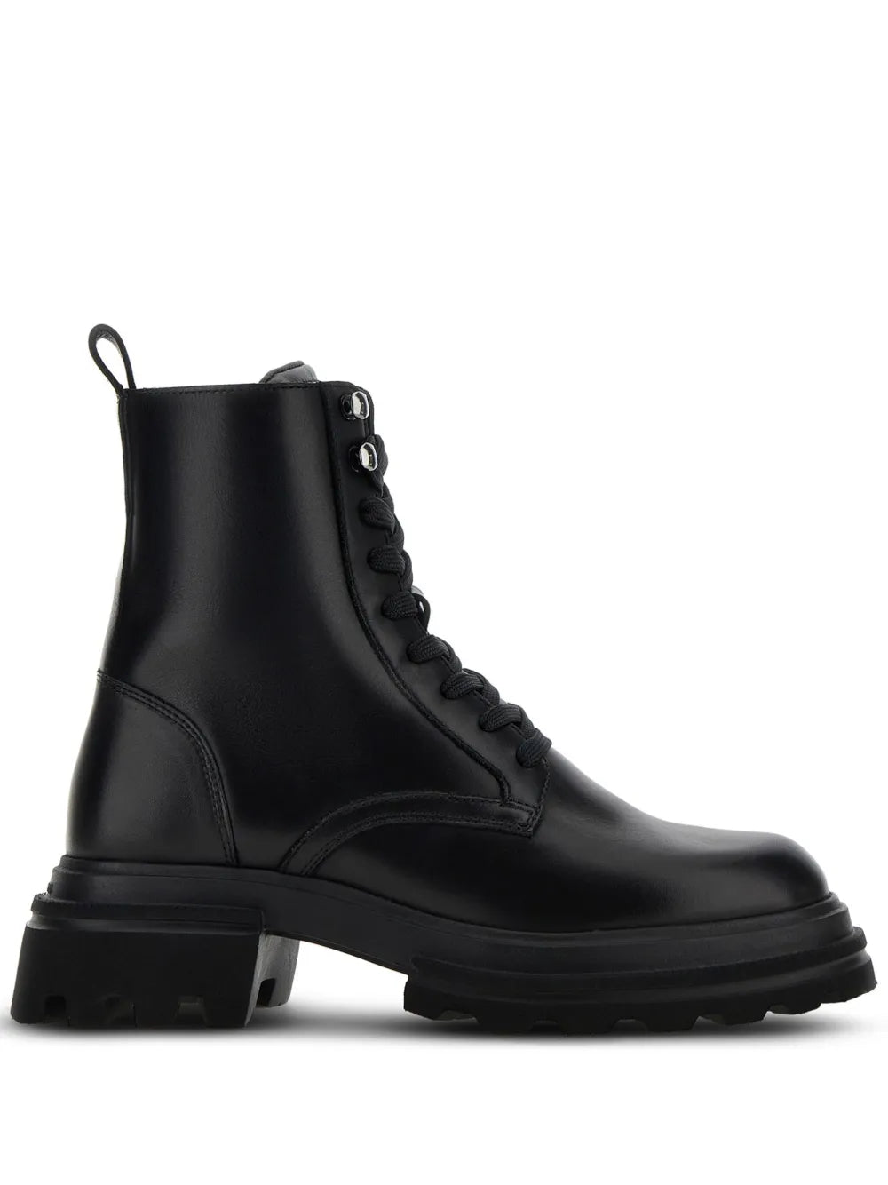 Hogan leather combat ankle boots