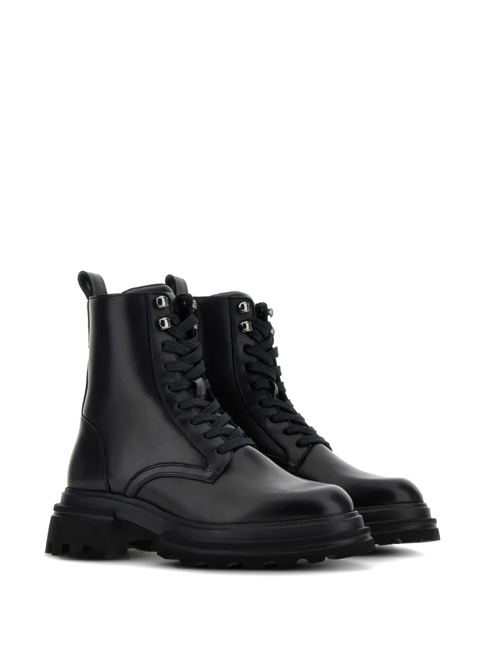Hogan leather combat ankle boots