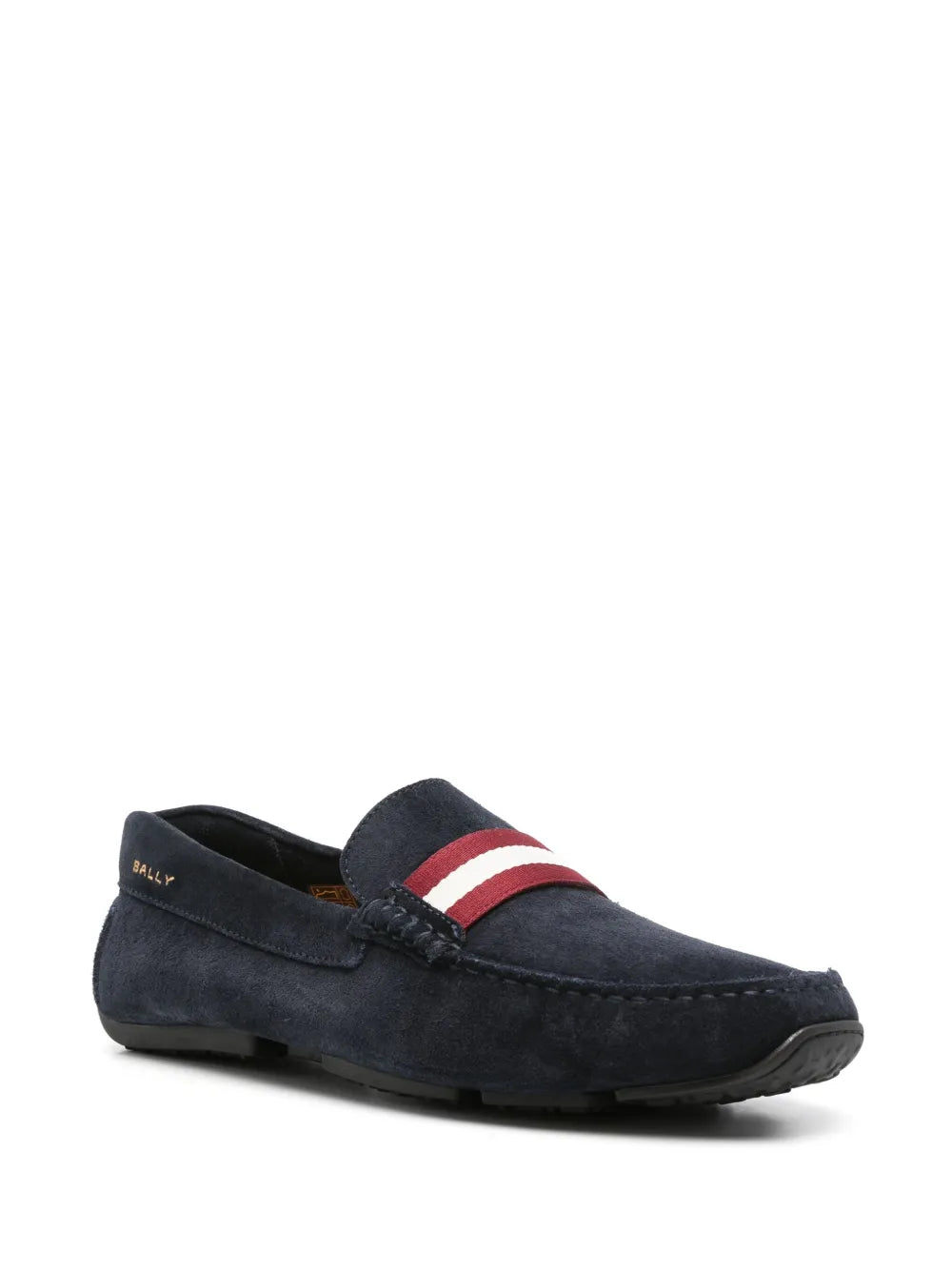 Bally stripe-detail suede loafers