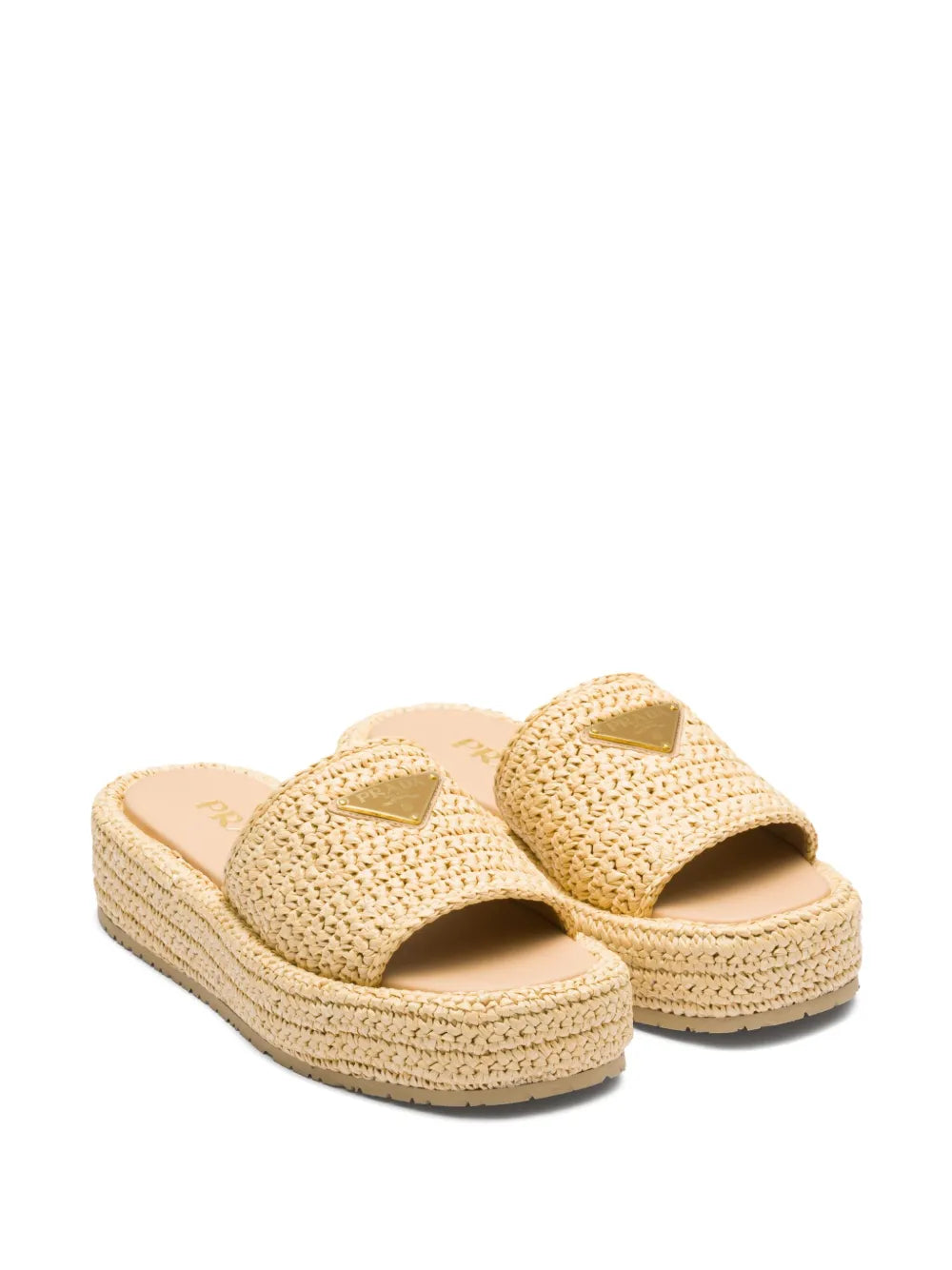 Prada logo-plaque woven-raffia sandals