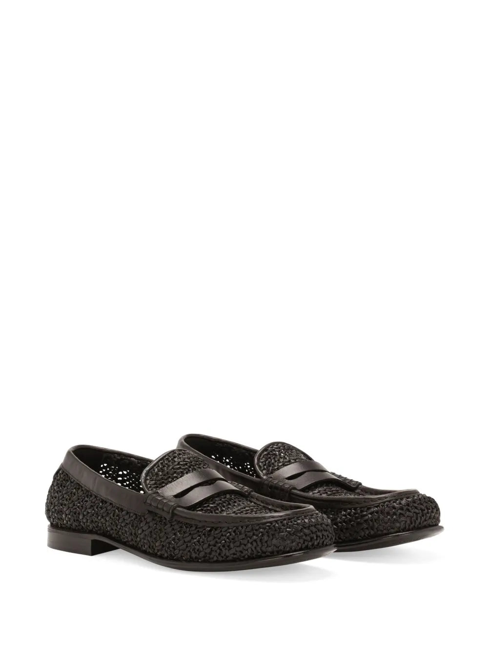Dolce & Gabbana interwoven raffia penny loafers