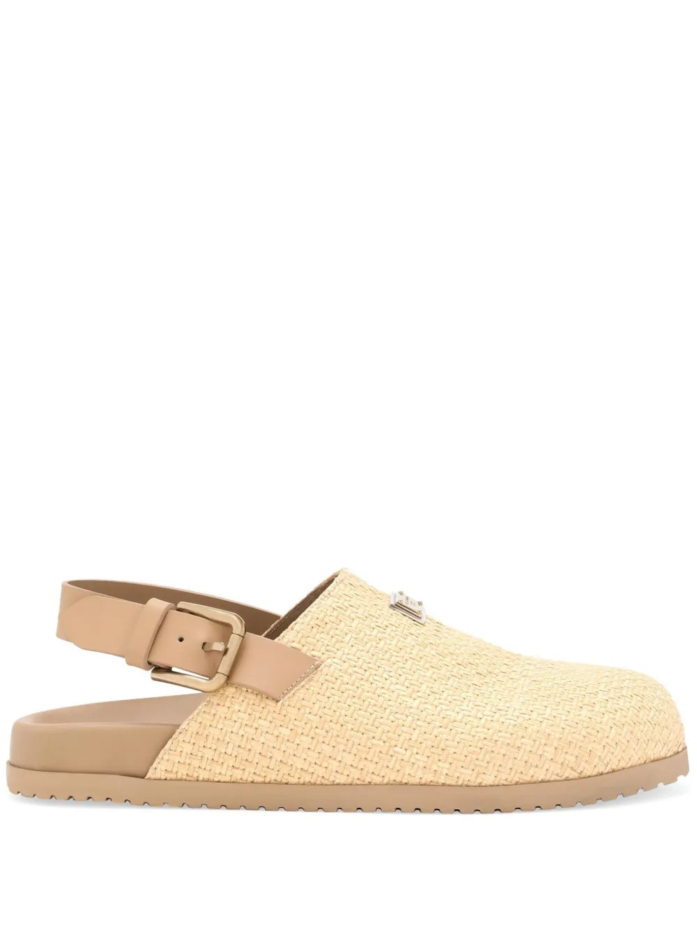 Dolce & Gabbana logo-plaque raffia mules