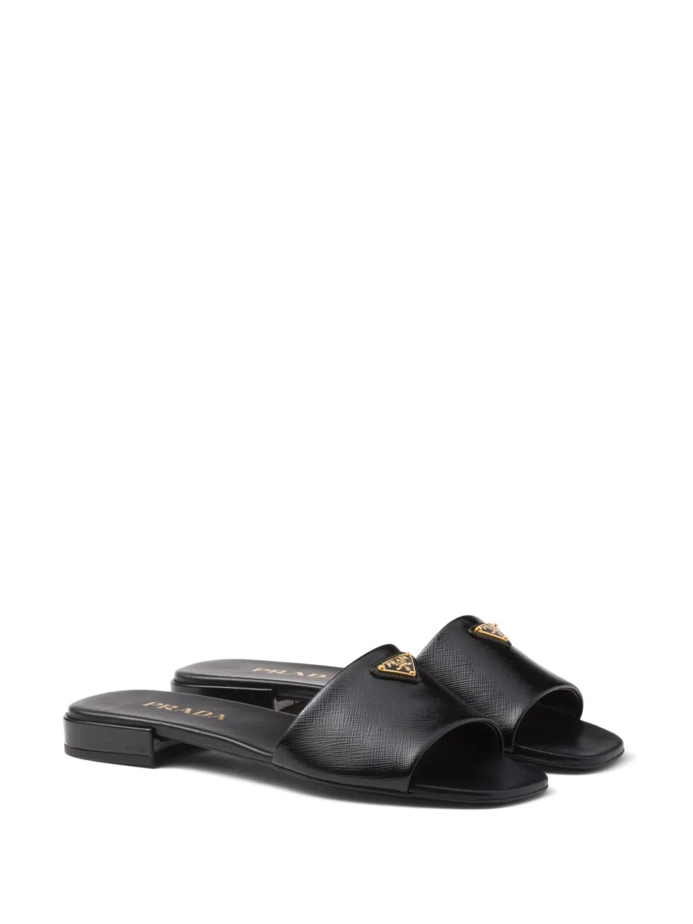 Prada triangle-logo leather slides