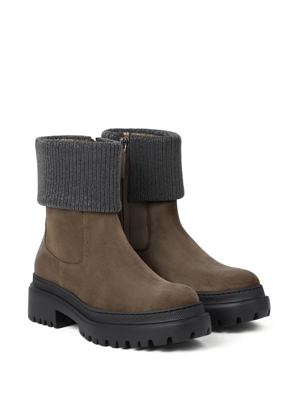 Brunello Cucinelli Monili-Trim block-heel ankle boots