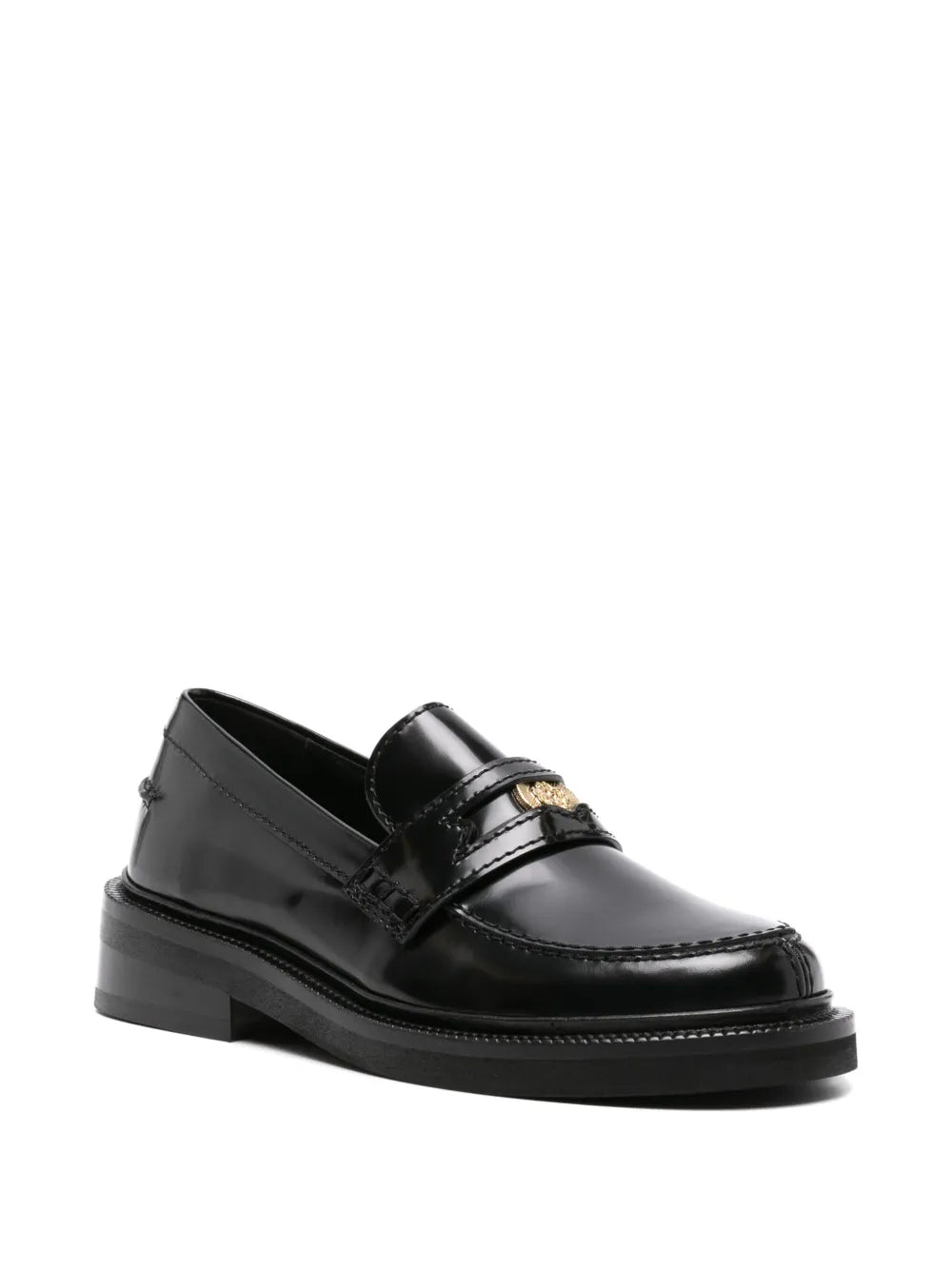 Maje Clover-detail leather loafers