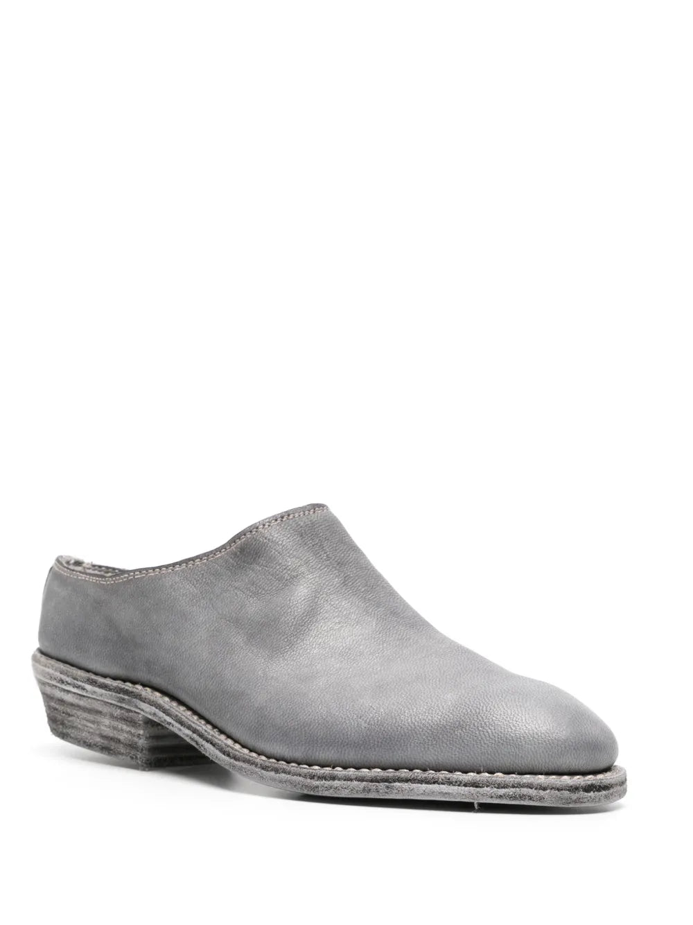 Guidi grained leather mules