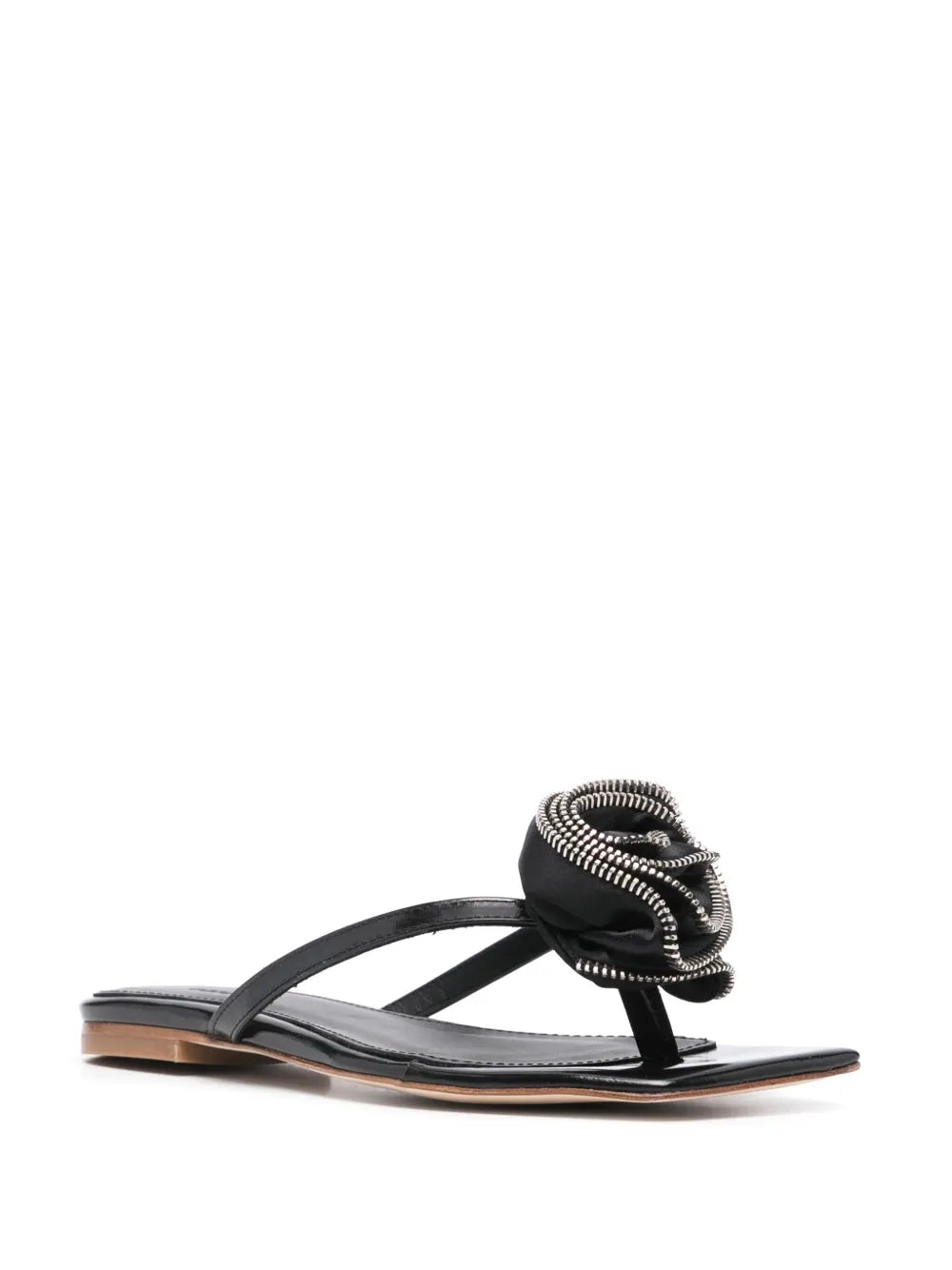 Coperni rose-appliqué leather flip flops