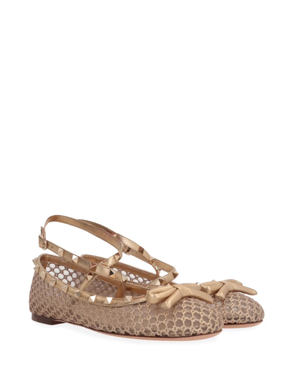 Valentino Garavani Rockstud mesh ballerina shoes