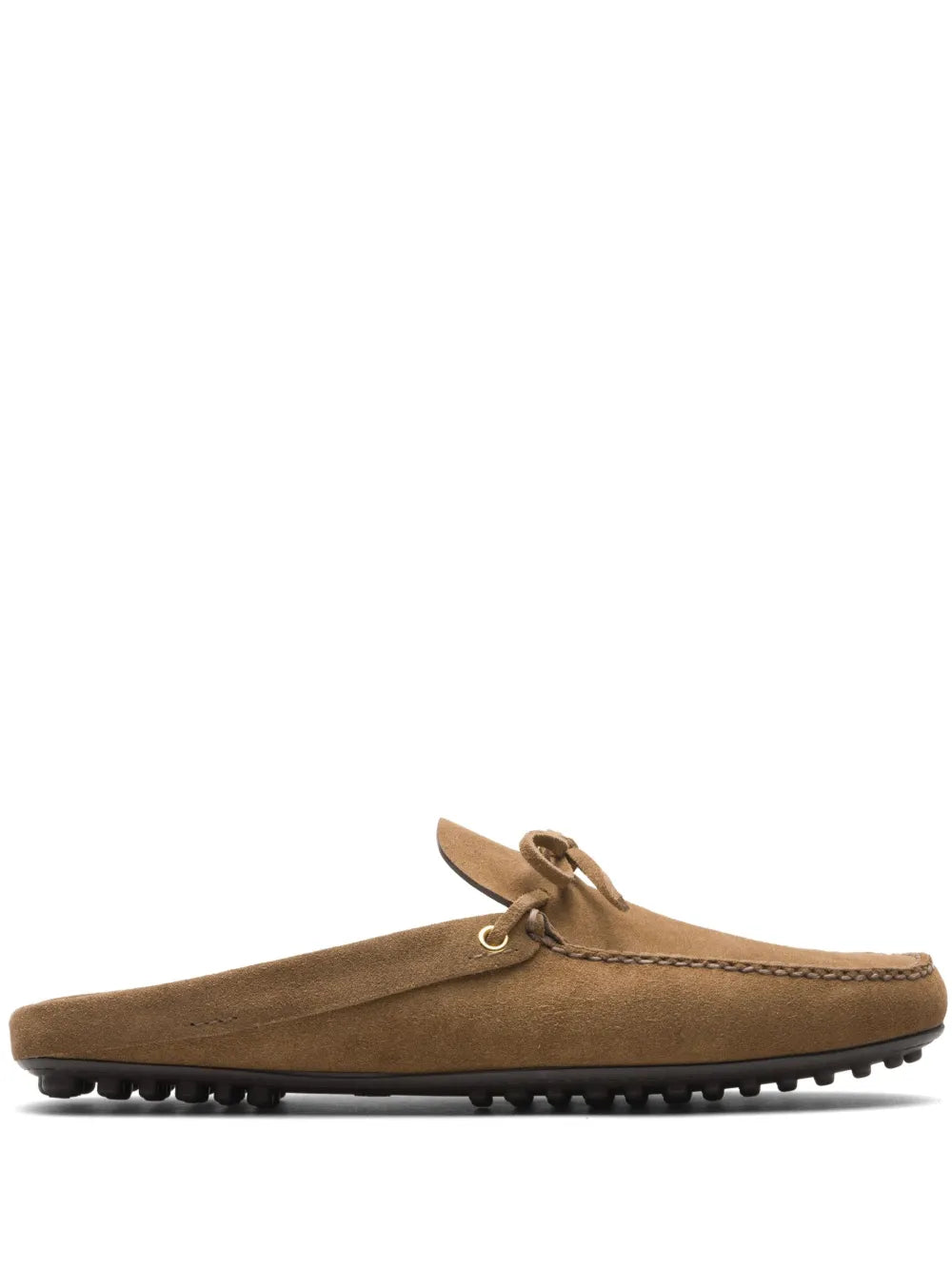 Car Shoe bow-embellished suede slippers