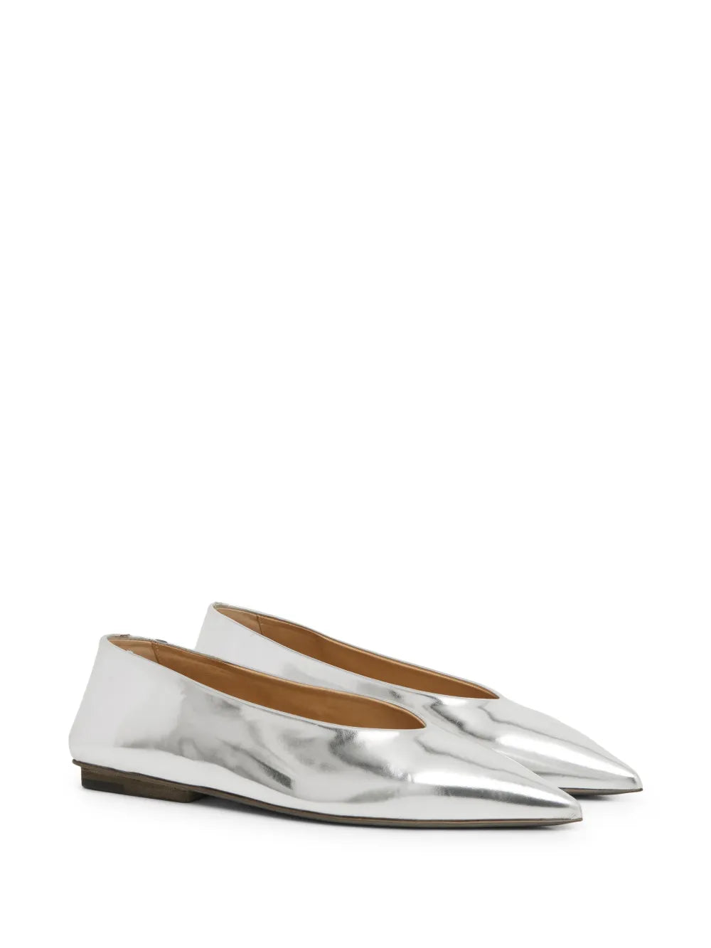 Marsèll patent leather silver ballerina shoes