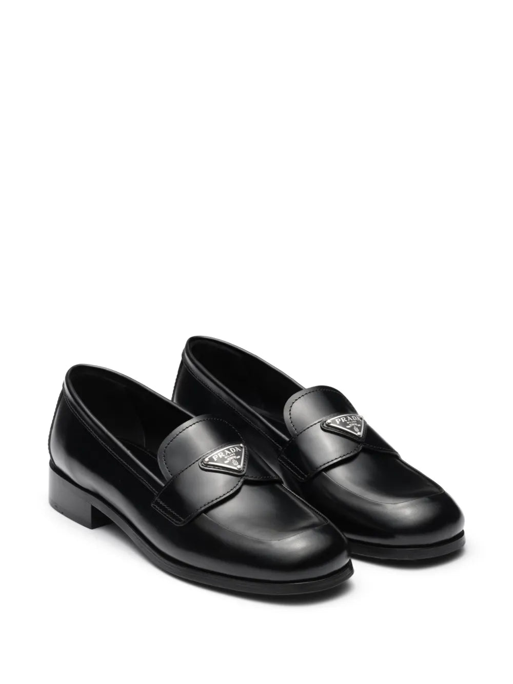 Prada triangle logo loafers
