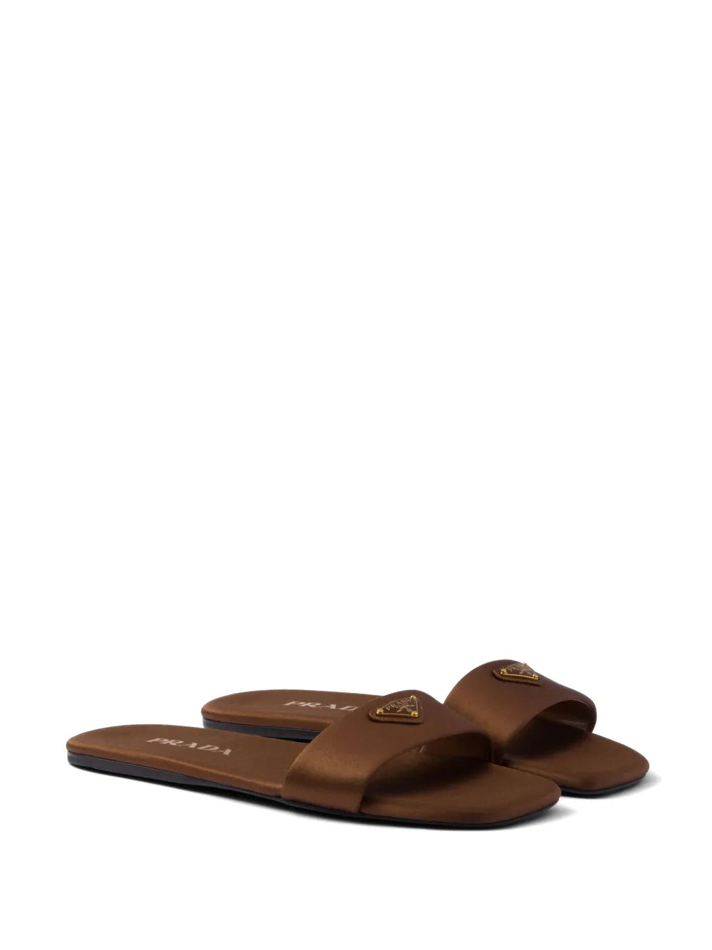 Prada triangle-logo satin slides