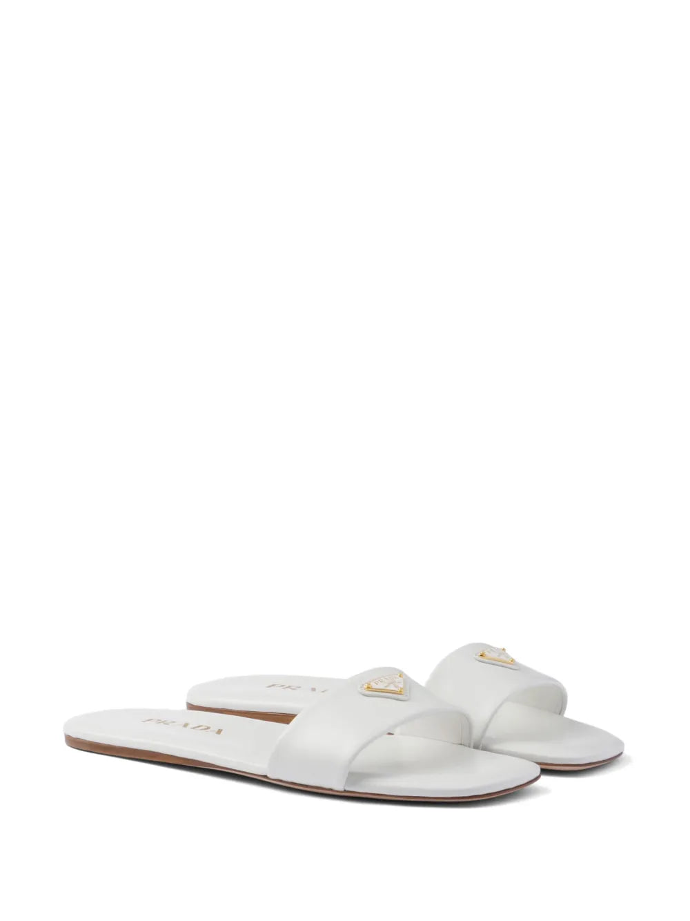 Prada triangle-logo leather slides