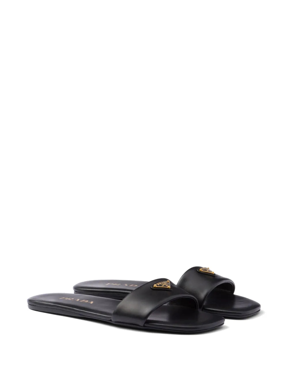 Prada triangle-logo leather slides