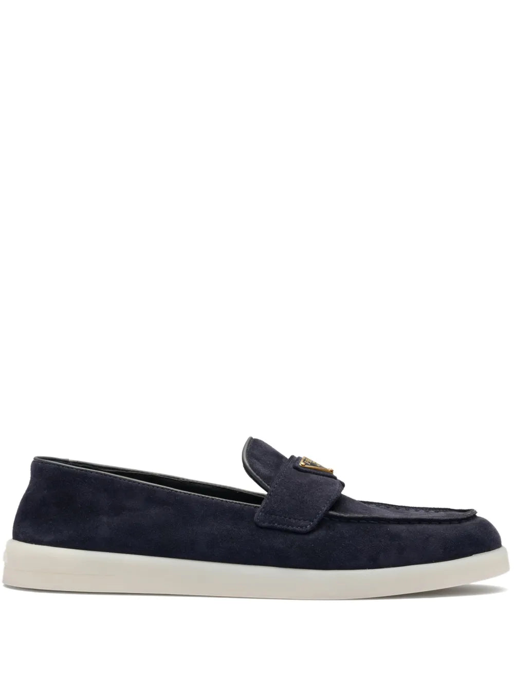 Prada enamel triangle-logo leather loafers