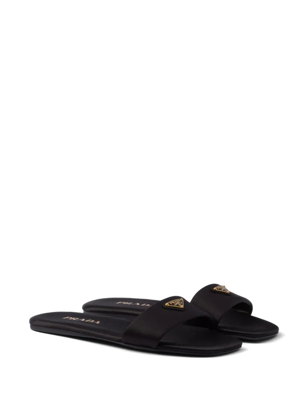 Prada triangle-logo satin slides