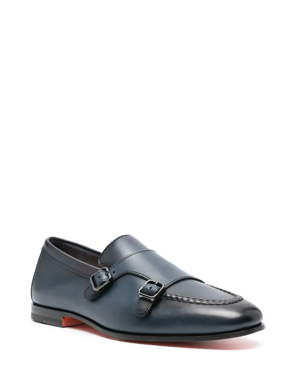 Santoni double-buckle leather Monk shoes