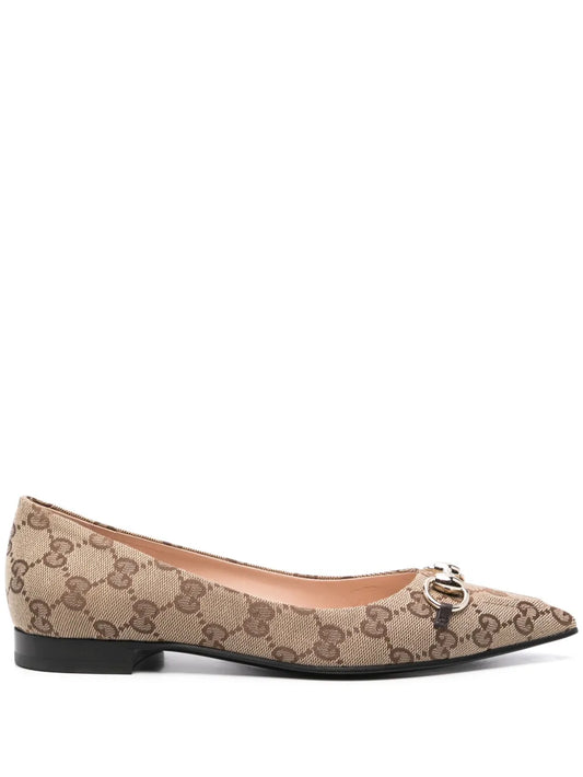 Gucci Horsebit GG-canvas ballerina shoes