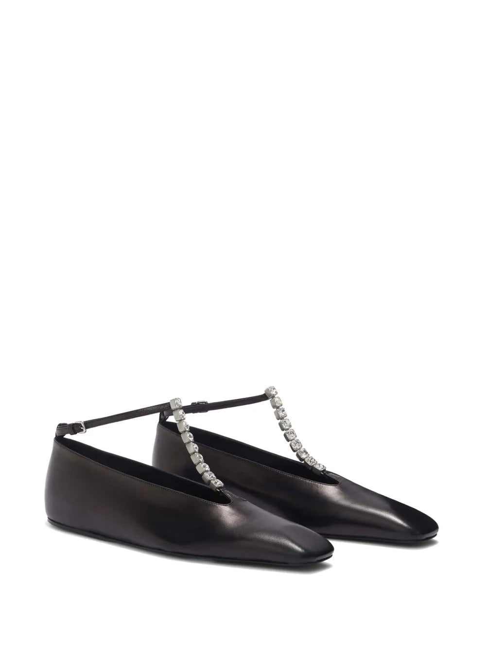 Jil Sander crystal-embellished leather ballerina shoes