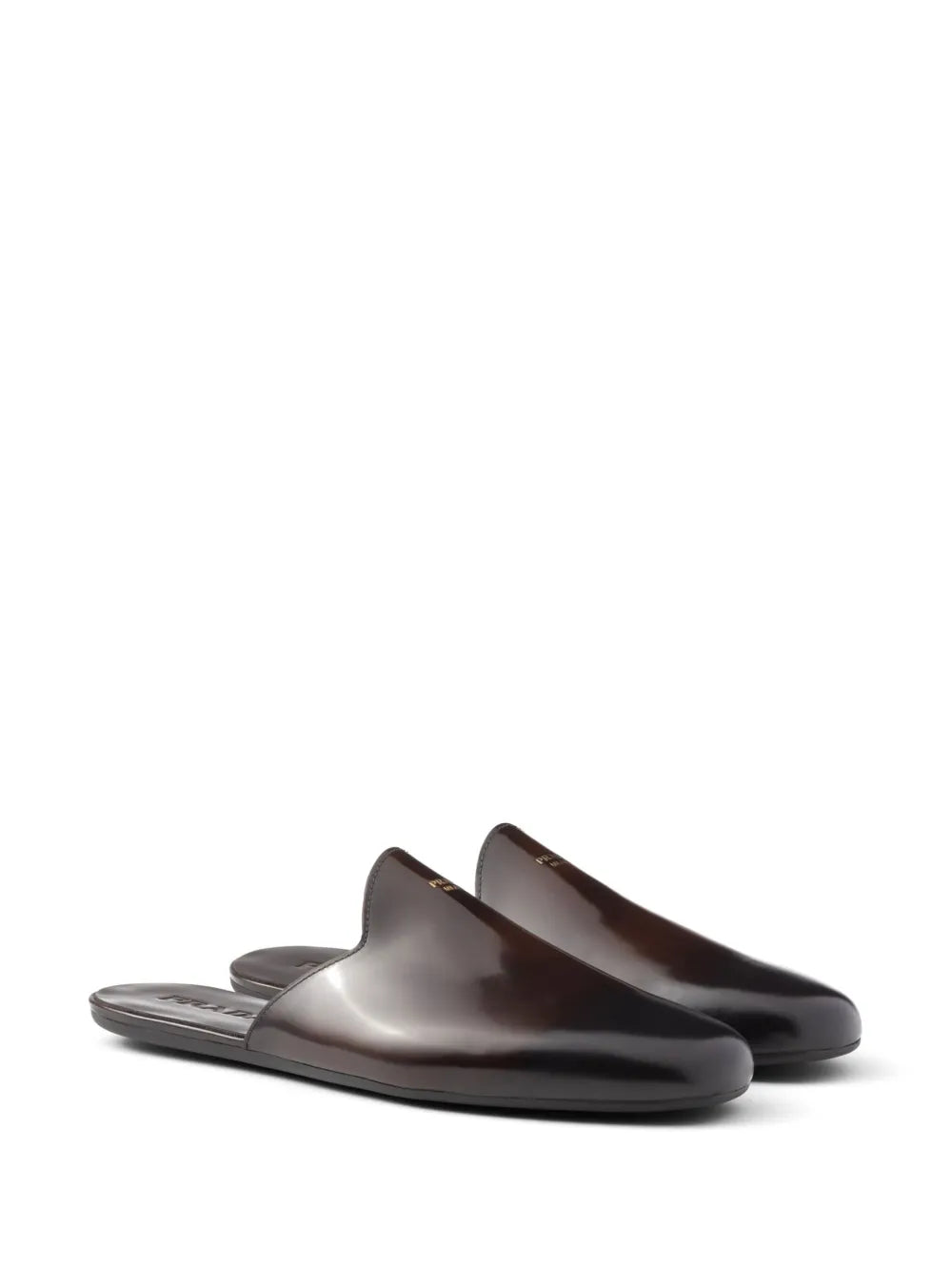 Prada logo-stamp brushed leather slippers