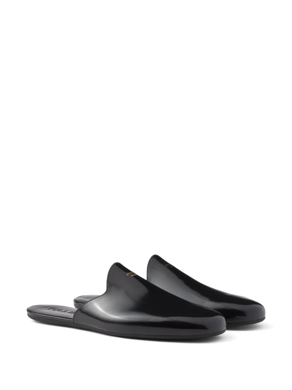 Prada logo-embossed brushed leather slippers