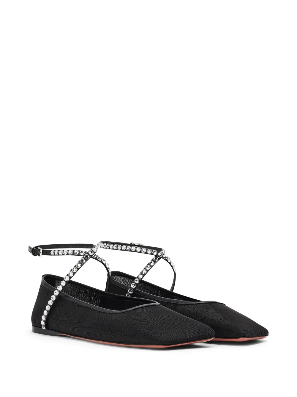 Amina Muaddi Ane crystal-embellished mesh ballerina shoes