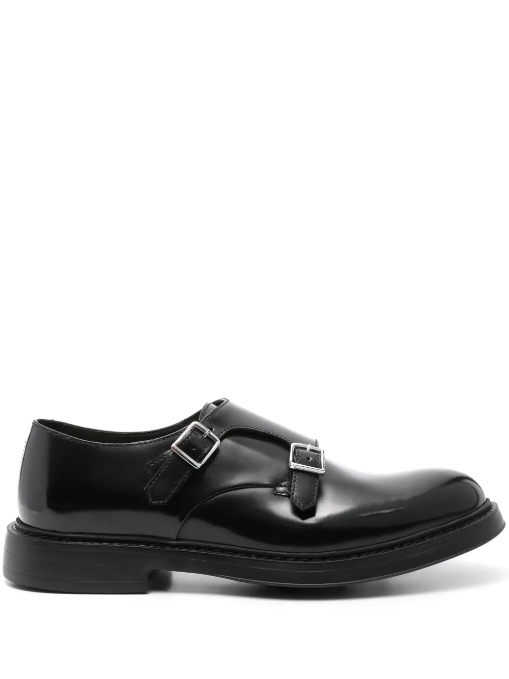 Doucal's double-buckle leather monk shoes