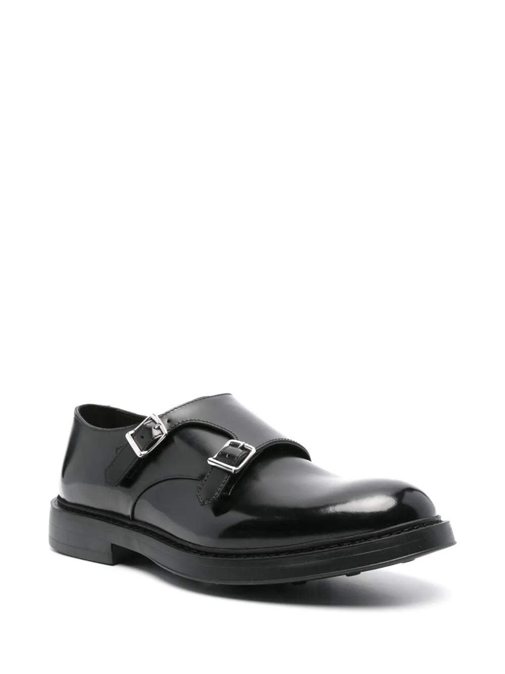 Doucal's double-buckle leather monk shoes
