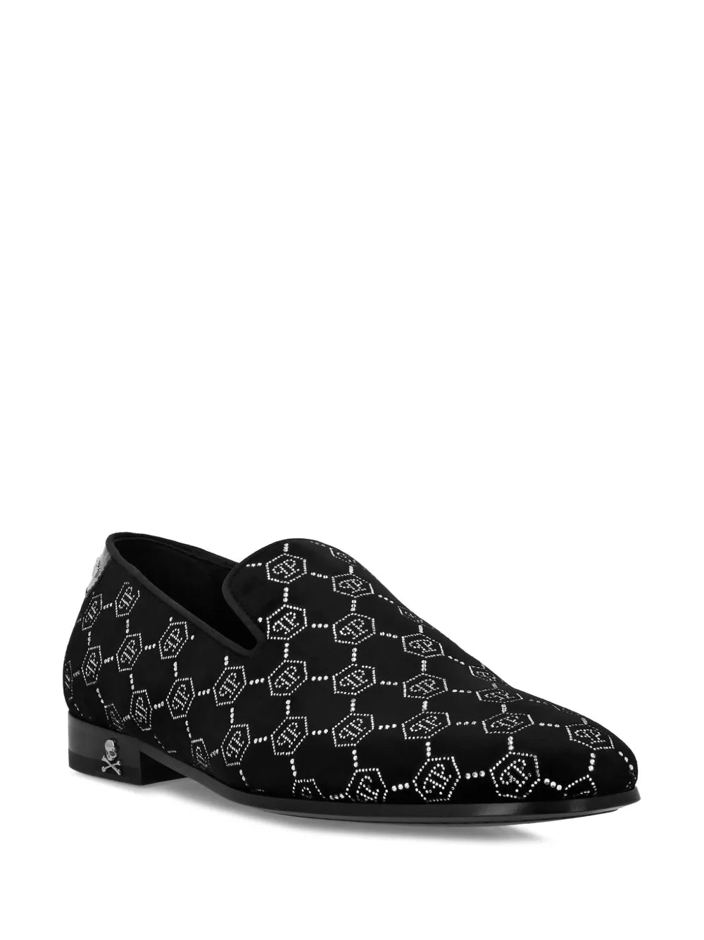 Philipp Plein rhinestone-monogram velvet loafers