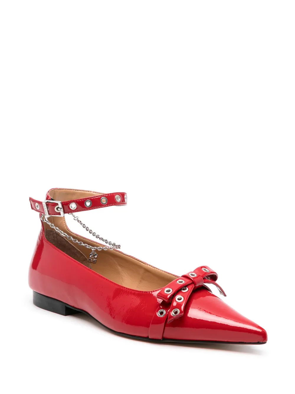 GANNI bow-detail ballet flats