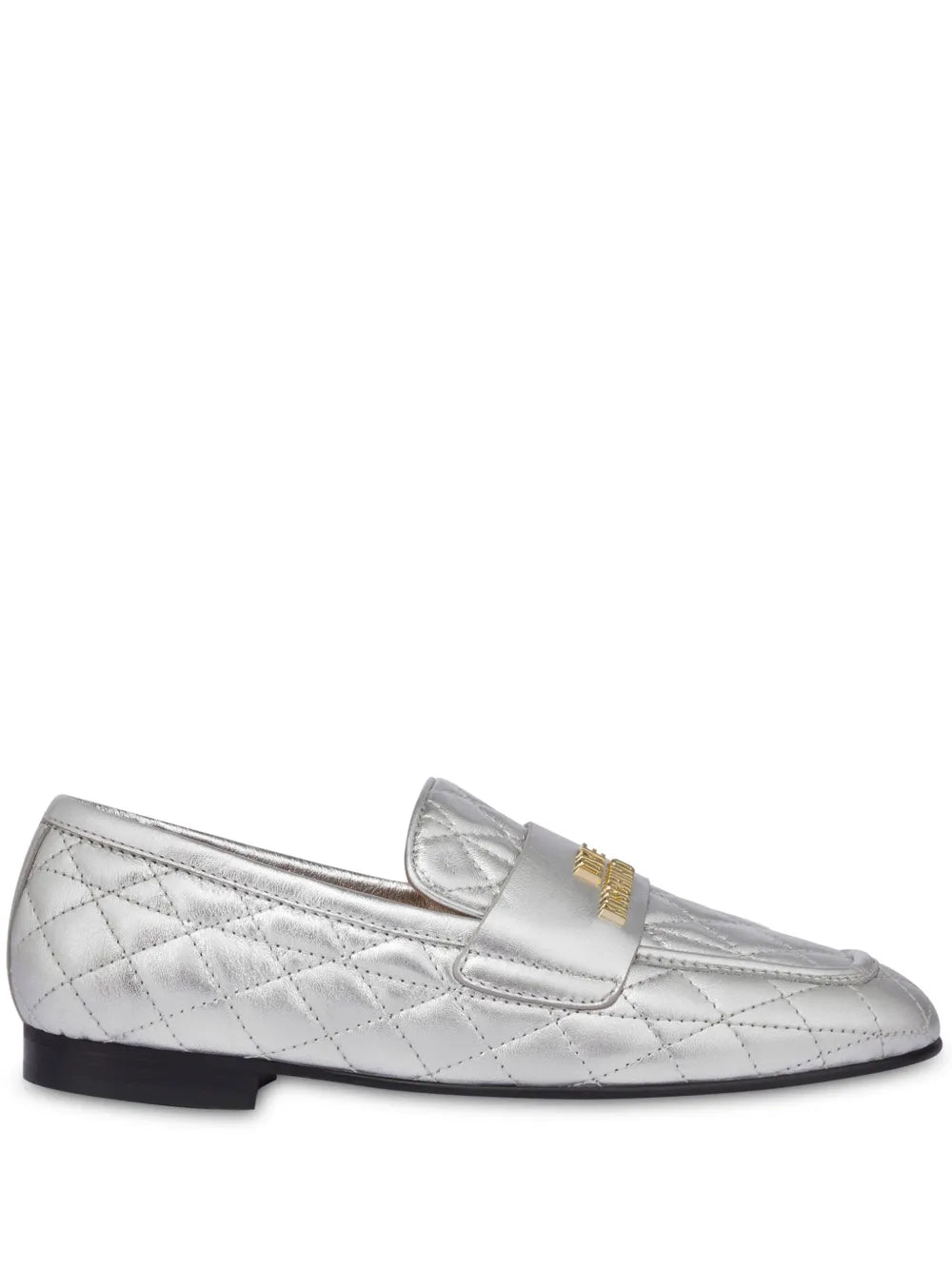 Love Moschino logo-lettering quilted leather loafers
