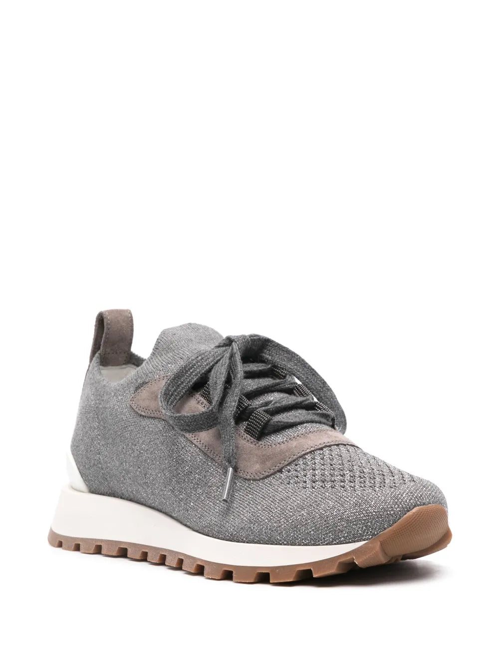 Brunello Cucinelli metallic knitted sneakers