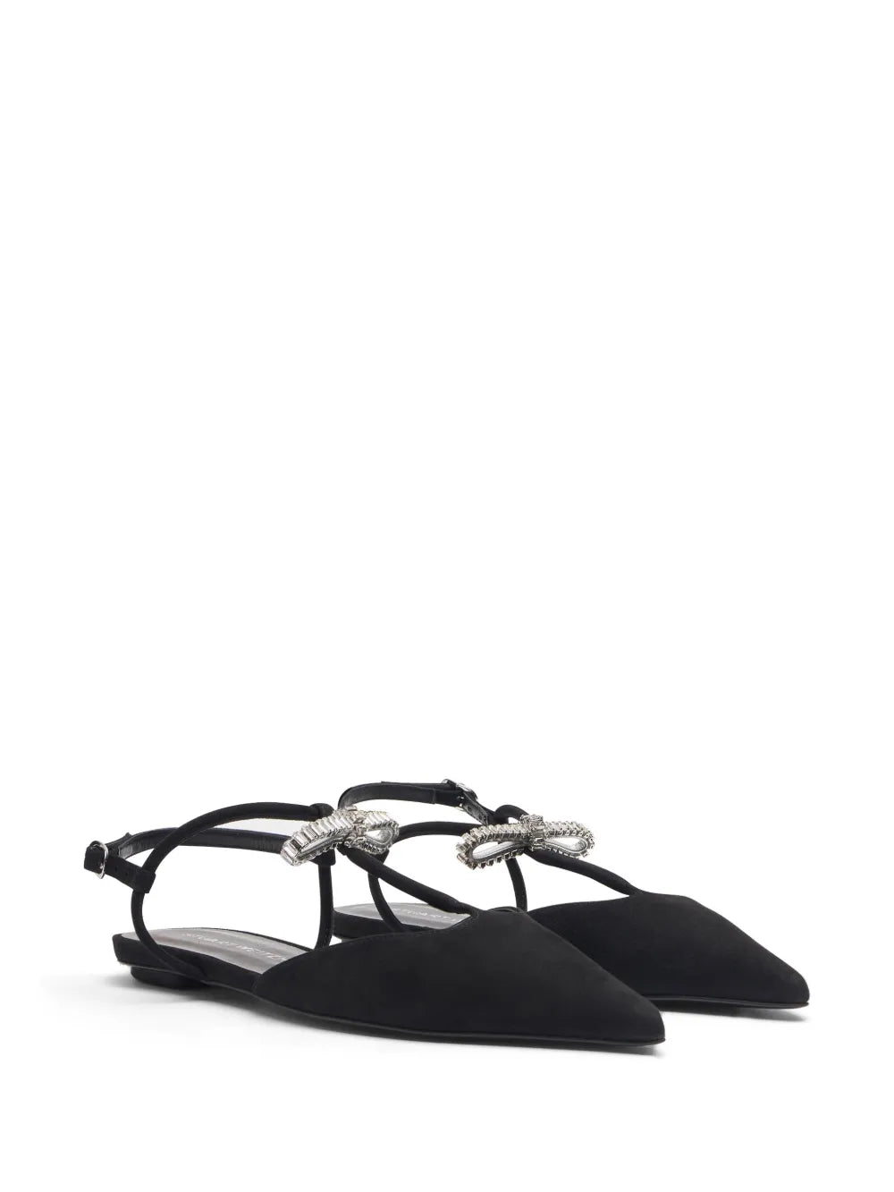 Stuart Weitzman Tully Crystal T-strap ballerina shoes