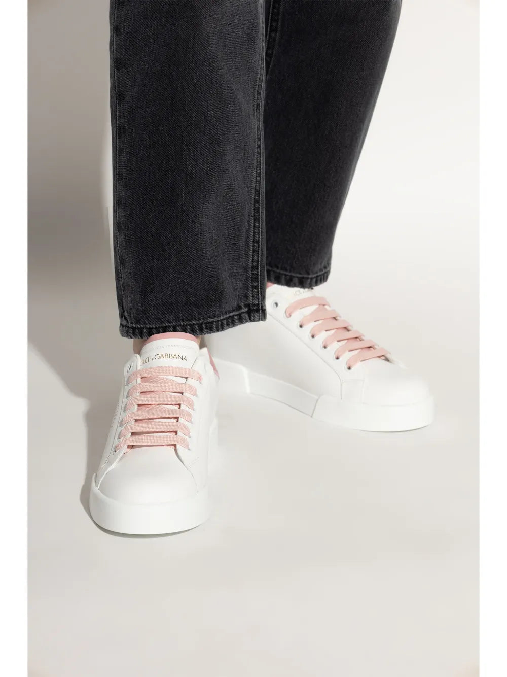 Dolce & Gabbana Portofino perforated-logo leather sneakers