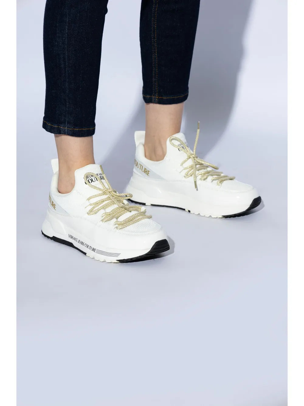 Versace Jeans Couture Dynamic logo-print leather sneakers