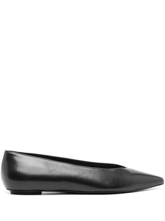 Stuart Weitzman pointed-toe leather ballerinas