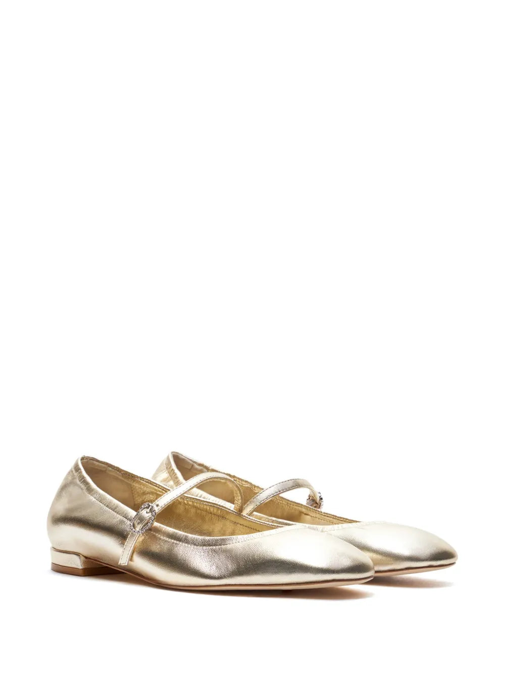 Stuart Weitzman Claris crystal-embellished leather ballerina shoes