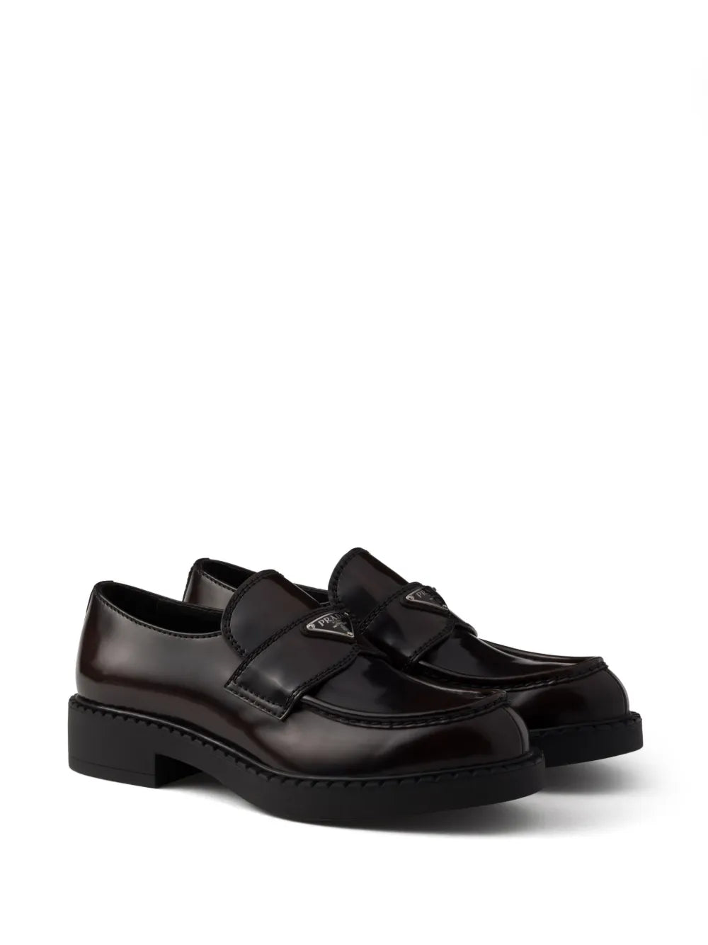 Prada logo-plaque leather loafers
