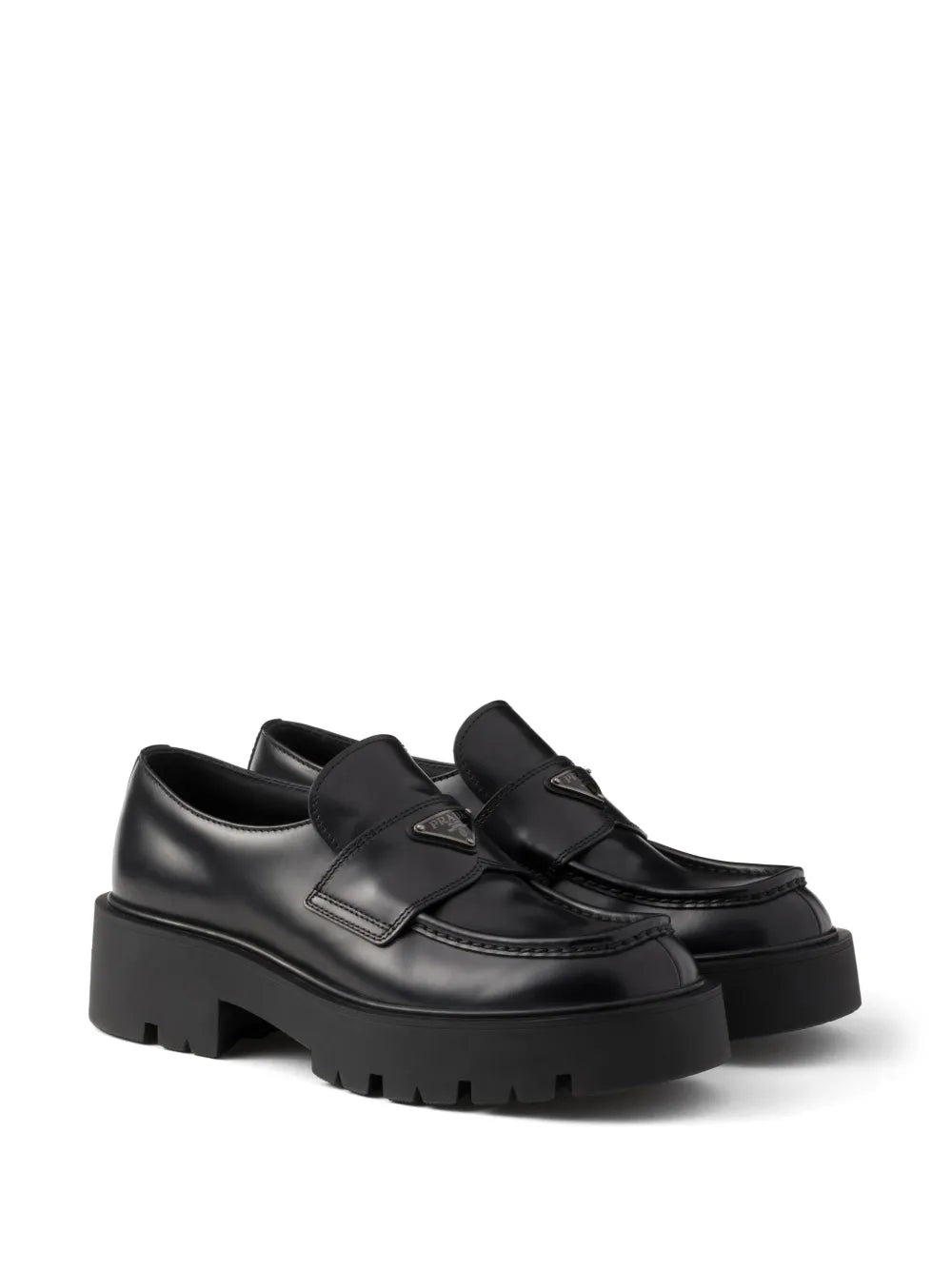 Prada brushed leather loafers