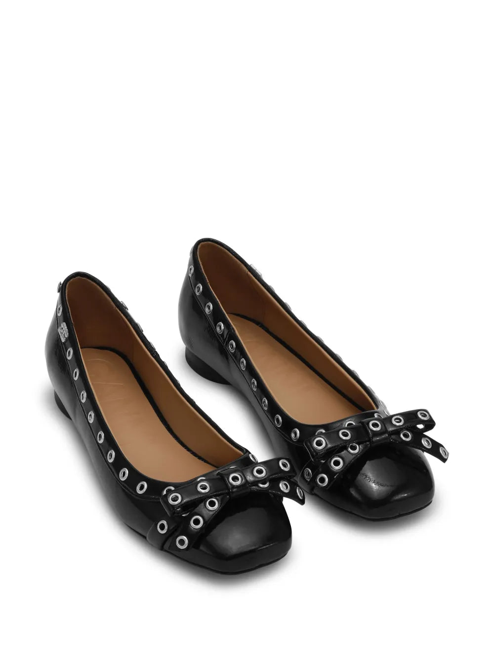 GANNI eyelet-detail bow ballerina shoes