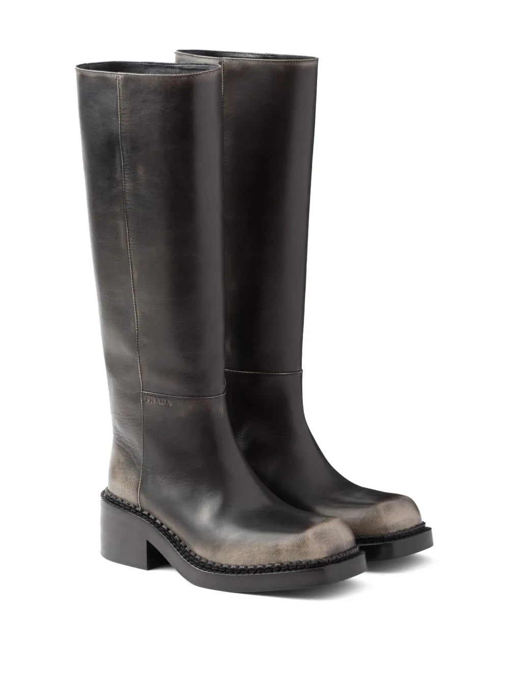 Prada aged effect 55mm leather boots