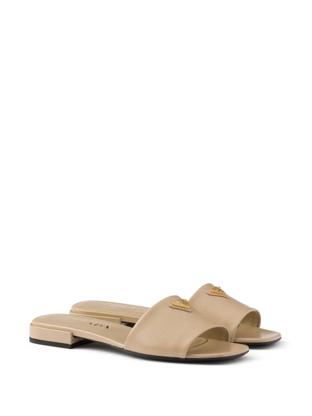 Prada Saffiano patent-leather slides