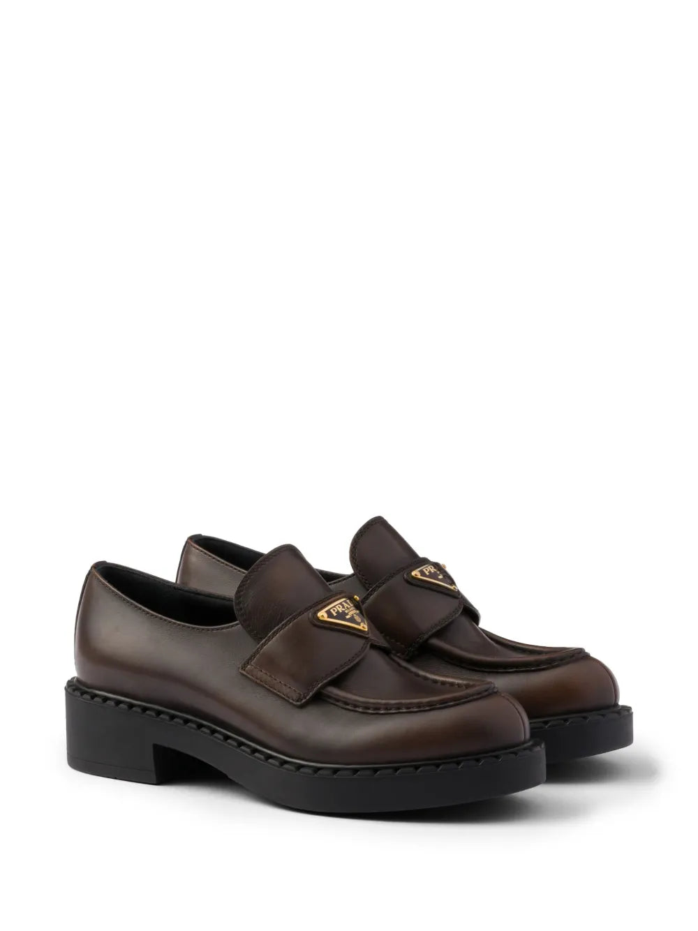Prada triangle-logo leather loafers