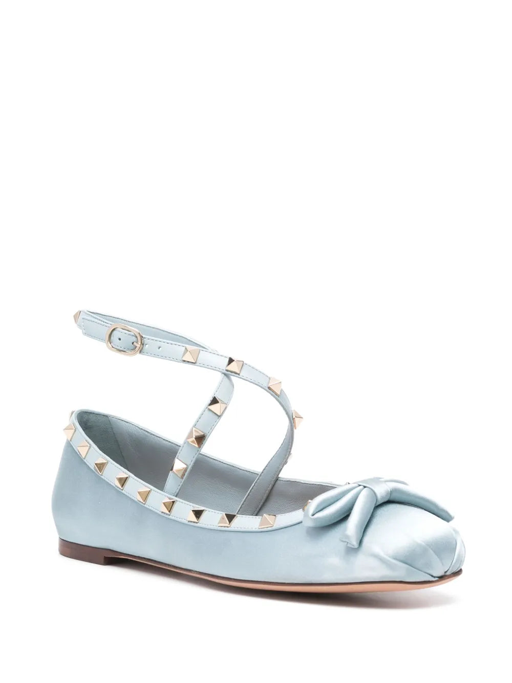 Valentino Garavani Rockstud-embellished satin ballet flats